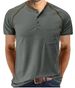 Unbeatable Quality 2025 Summer Short Sleeved T-shirt Men's Henley Shirt Color Matching T-shirt Men_viptrois.com