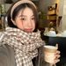 Knitted Scarf Women's Winter Korean Version Versatile Student Shawl Outer Cover Thermal Cover Classic Trendy Plaid_viptrois.com