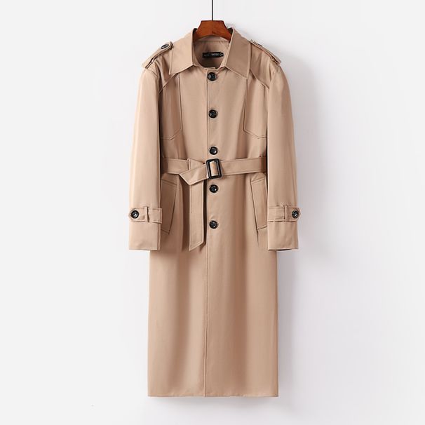 Men's Clothing men's spring and autumn long knee length windbreaker for young men, slim fit, extra long lapel coat, business casual, handsome autumn_viptrois.com