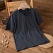 Men's Clothing Men's Summer Retro Minimalist V Neck T-Shirt Short Sleeve Artistic Loose Fit Plus Size Solid Color Versatile Top_viptrois.com