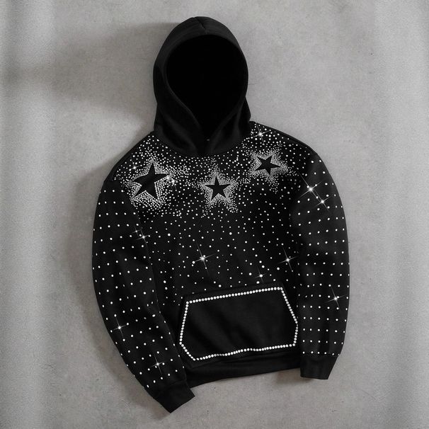 Men's Clothing Style Loose Fitting Winter Star Embroidered Print Men's And Women's Heavyweight Winter Hoodies_viptrois.com