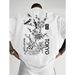 Camiseta Casual Hombre Con Estampado Floral Y De Aves Poliéster Transpirable, Cuello Redondo, Manga Corta - Perfecta_viptrois.com