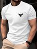 Maglietta Uomo 180g Cotone Puro Girocollo Stampa Aquila Traspirante Adatta Palestra Ufficio Outdoor Taglio Regolare Estivo_viptrois.com