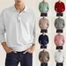 2023 Autumn Long Sleeved V-neck Button Men's Casual Top Polo Shirt_viptrois.com