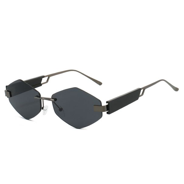 2025 Cross-border New Diamond-shaped Fashion Frameless Sunglasses, European And American Personalized Small-frame Sunglasses_viptrois.com