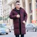 Men's Clothing Men's Plus Size Long Down Jacket With Detachable Fur Collar, Windproof Winter Coat For Extreme Cold Weather - Red/Black/Light Grey_viptrois.com