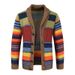 Loom 2024 Foreign Trade New European And American Men's Sweater Jacket Autumn Winter Turn-Down Collar Color Block_viptrois.com
