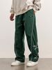 Men's Embroidered Casual Pants – Loose Fit Straight Leg Trousers With Drawstring Waist (Navy/Charcoal) | Retro Streetwear & Athleisure Style_viptrois.com