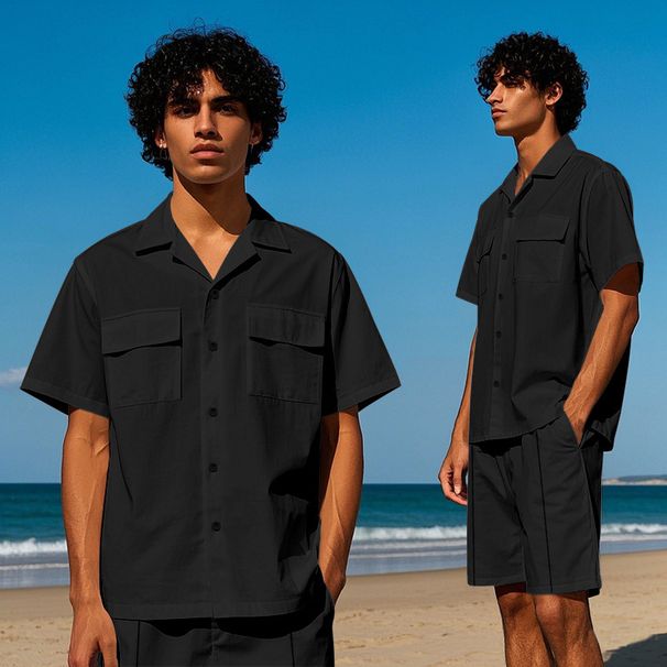 Men's Clothing Summer Thin Men's Loose Casual Light Luxury Workwear Short Sleeved Shirt Shorts Suit Men_viptrois.com
