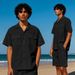 Men's Clothing Summer Thin Men's Loose Casual Light Luxury Workwear Short Sleeved Shirt Shorts Suit Men_viptrois.com