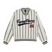 American Trendy Brand Flocking Embroidery Contrast Color Vertical Stripes V-Neck Men's Loose Lazy Sports Style Knitted_viptrois.com