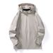 Men's Reversible Hooded Jacket – Lightweight Windproof Design, Breathable Polyester, Minimalist Streetwear (Beige/Black/Charcoal)_viptrois.com
