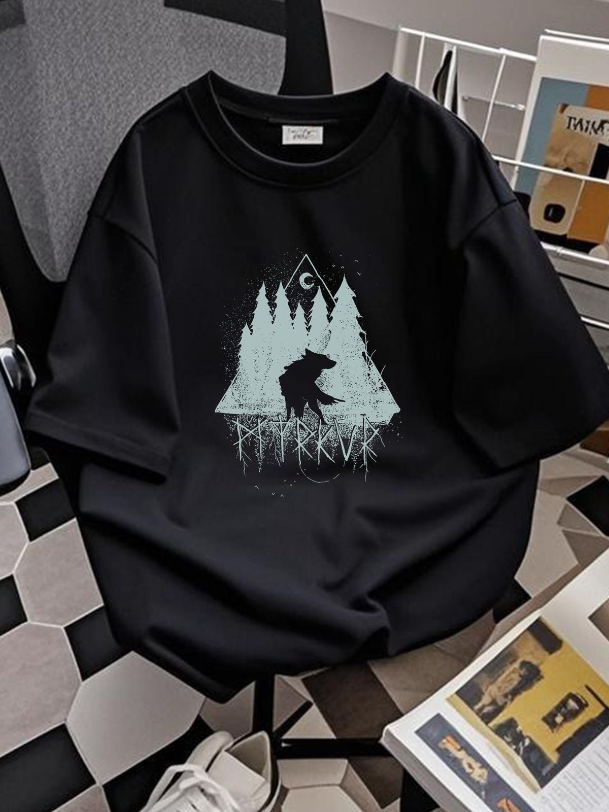 myrkur Wolf Forrest Tee Black T Shirt Summer Comfortable Unisex Designer Clothes Casual Streetwear Top For Everyday Wear Graphic Stretched Homme_viptrois.com