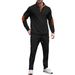 Men's Autumn New American Style Stand Up Collar Button Elbow Pads Color Matching Long Sleeved Sweatshirt Trousers Suit_viptrois.com