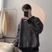 New round neck striped sweater men's autumn and winter fashion simple pullover sweater retro loose versatile top_viptrois.com