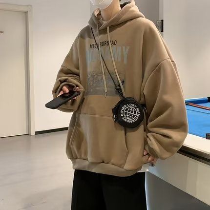 Autumn And Winter Velvet Retro Hoodie Men's New Loose Top_viptrois.com