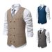 2025 New Men's Herringbone Fabric Double-breasted Retro Lapel Suit Vest_viptrois.com