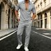 Men's Relaxed Fit Summer Two-Piece Set – Drop Shoulder V-Neck T-Shirt & Casual Pants – Breathable Loungewear & Streetwear_viptrois.com