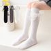Kid's Clothing Girls' mid tube socks spring and autumn thin children's over the knee bow stockings little girls half calf pile socks_viptrois.com