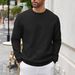 Waffle-Knit Pullover Sweatshirt – Unisex Oversized Crewneck Long Sleeve Top – Thickened Polyester Casual Wear For Autumn_viptrois.com