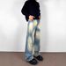 Men's Clothing High Street Tie Dyed Gradient Washed Jeans For Men And Women Retro Vibe Dirty Dyed Loose Straight Flared Wide Leg Pants_viptrois.com