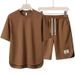 Men's Clothing New Casual Sports Suit Men's Short Sleeved T Shirt Trendy Brand Five Point Shorts Loose Hong Kong Style Two Piece Suit_viptrois.com