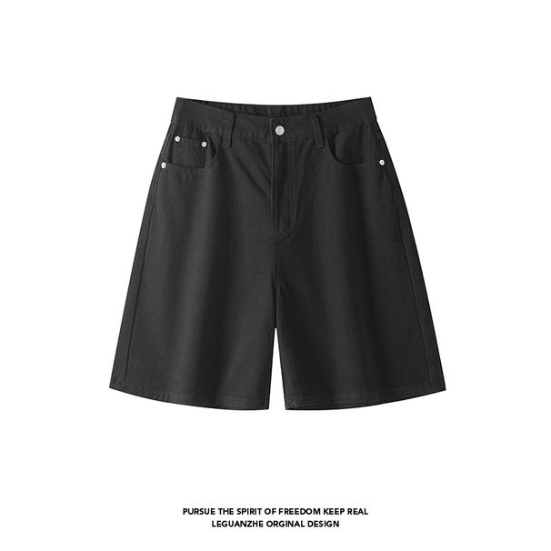 American Retro Solid Color Versatile Men's Summer Shorts, Pure Cotton, Comfortable, Trendy, Stylish, Loose, Casual,_viptrois.com