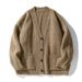 Pure Textured Thick Knit Cardigan Jacket For Men 2024 Autumn Winter New Loose Japanese Style Couple Sweater Knitwear_viptrois.com