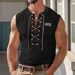 Plus Size Spring Summer Men's V-Neck Tie Casual Embroidered Short Sleeve T-Shirt_viptrois.com