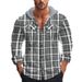 American Style Autumn Winter Plaid Hooded Flannel Jacquard Men's Trendy Casual Shirt Men_viptrois.com