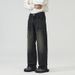 Men's Clothing Three Color New Baggy Jeans Straight Loose Wide Leg Trousers Washed Elastic Jeans For Men And Women_viptrois.com