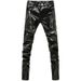 Men's Leather Pants Korean Style Slim Cigarette Pants Trendy Handsome Riding Motorcycle Men's Leather Pants Cross Border Hot Style_viptrois.com