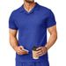 2024 Summer New Waffle V-neck Polo Shirt Lapel Cool Short-sleeved Men's Top Casual Fashion T-shirt_viptrois.com