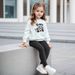 Mother & Kids INS Girls Letter Pattern Printed Casual Sweatshirt And Leggings Girls Spring Suit_viptrois.com