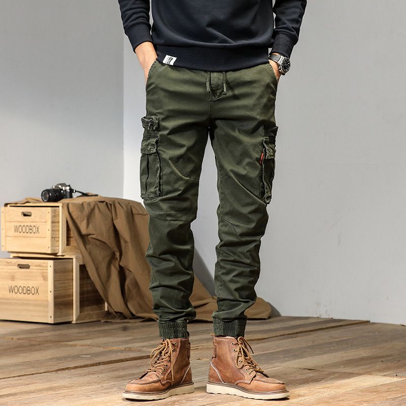 Retro Cargo Pants Men – Slim-Fit Military Workwear Pants (29-38, 97% Cotton + Stretch, Multi-Pocket & Street Style)_viptrois.com