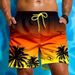 Men's Clothing Fashion Gradient Pattern Beach Shorts Men's Coconut Tree 3D Printing Swimming Trunks Summer Hawaiian Shorts Loose Version_viptrois.com