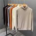 Pure Black Sweater Men's Autumn And Winter New Casual Stretch Bottoming Shirt Slim Youth Turn High Coll Fleece-lined_viptrois.com