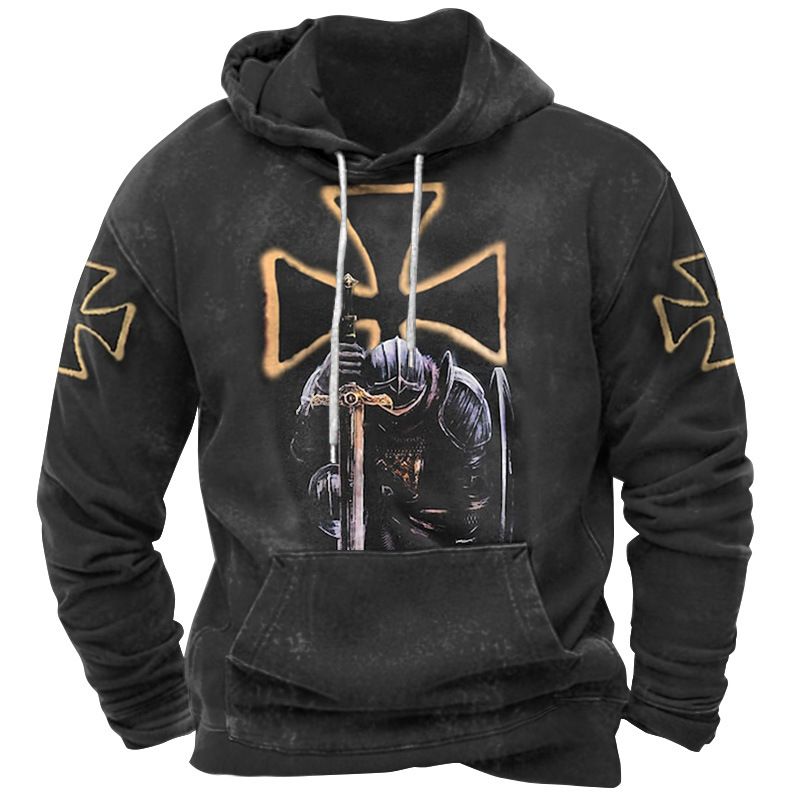 Men's American Flag & Animal Print Hoodie – 3D Digital Printing Summer Streetwear (Black/White/Grey, Oversized Fit, Machine Washable)_viptrois.com