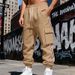 Men's Heavyweight Fleece-Lined Cargo Pants – Winter-Ready Workwear Joggers With Adjustable Drawstring & Side Straps (Black/Army Green/Navy)_viptrois.com