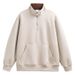 Pure Pure American Style Heavyweight Stand Collar Sweatshirt For Men, Autumn Winter New Trendy Brand, Solid Color Casual Loose Fit_viptrois.com