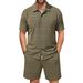 Men's Summer Short Sleeved Shirt And Casual Shorts Two Piece Set Cross Border American Style_viptrois.com