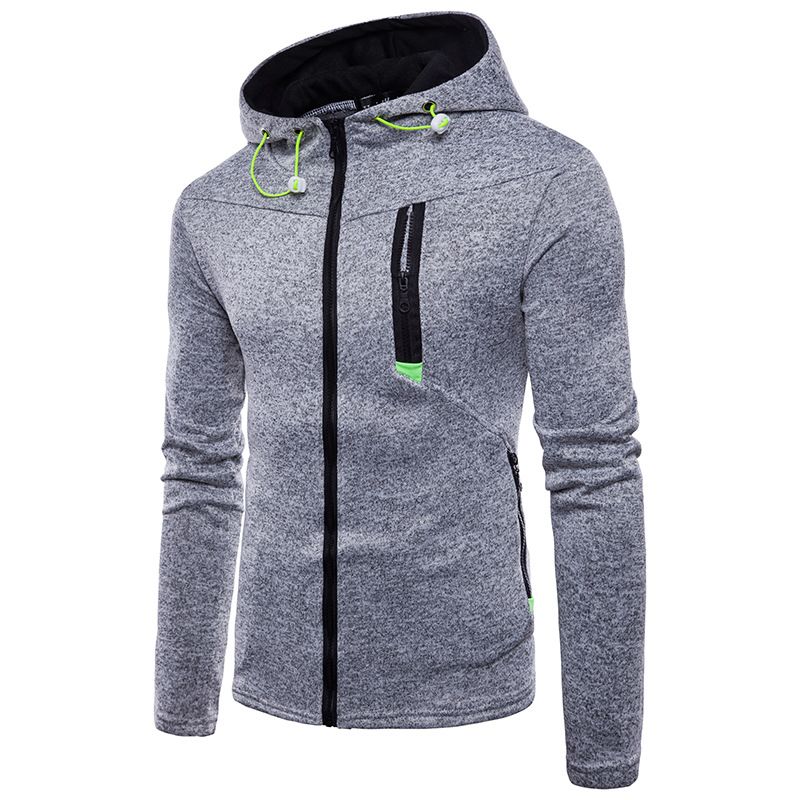 Men's Clothing Spring New Men's Sports Leisure Jacquard Sweater Fleece Cardigan Hooded Jacket_viptrois.com