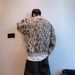 Pure Factory Direct Supply Autumn Winter Trendy Brand Retro Lazy Color-Block Leopard Print Brushed Warm Round Neck Knitted_viptrois.com