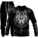 Loom Loom Direct Supply European And American New Style Set 3D Wolf Animal Print Hooded Men's Fashion Sweatshirt_viptrois.com