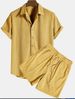 Men's Clothing Casual Loose Multicolor Beach Wear Corduroy Short Sleeve Suit Two Piece Set_viptrois.com
