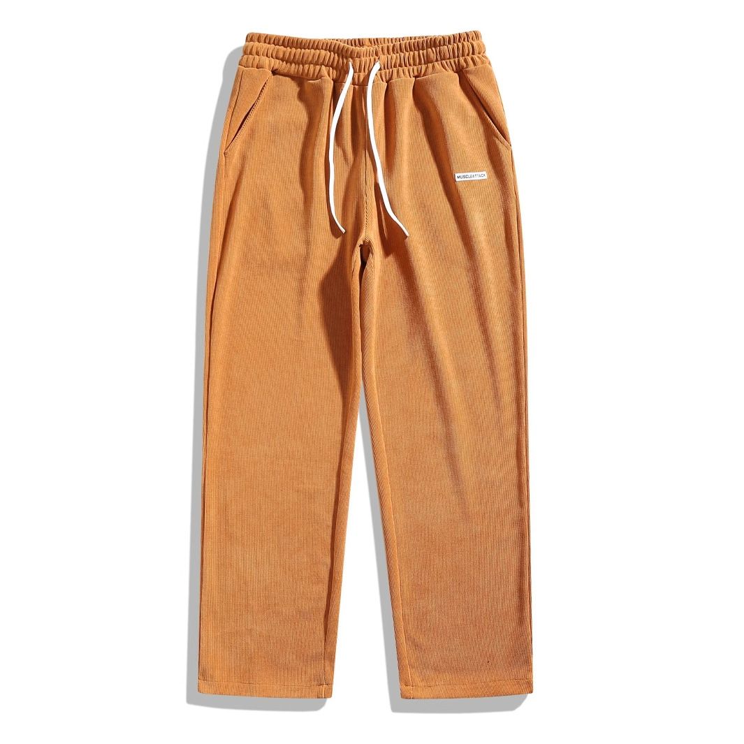 Men's Clothing Corduroy Casual Pants High Street Fashion Retro Casual Straight Trousers_viptrois.com