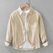 Corduroy Striped Long Sleeved Shirt For Men's Casual Versatile Loose Top Jacket_viptrois.com