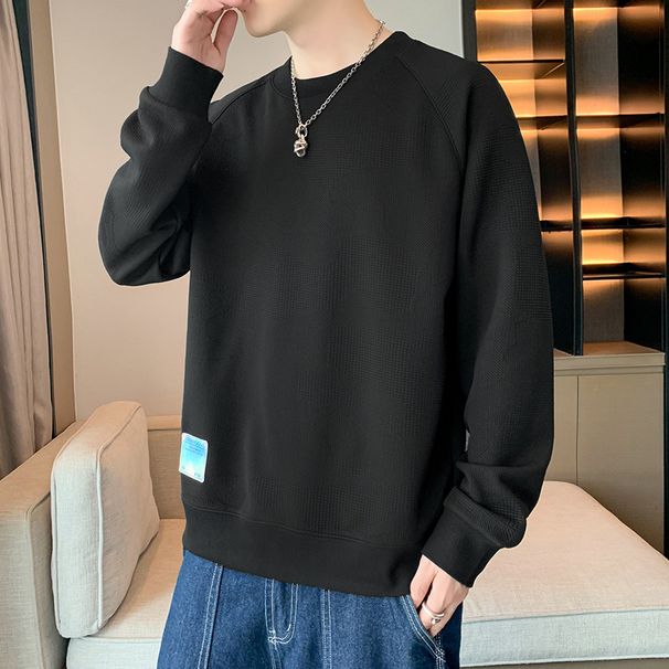 Youth Long Sleeved T Shirt Sweatshirt Men's Autumn And Winter New Round Neck Casual Top Student Trendy All Match Bottoming Shirt_viptrois.com