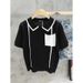 Men's Summer Striped Polo Shirt Versatile Cool Ice Silk Short Sleeved Trendy Brand Simple Round Neck T Shirt_viptrois.com