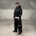 Men's Streetwear Distressed Hooded Sweatshirt - Deconstructed Patchwork Embroidery Oversized Zip-Up Jacket - Grunge Spray Paint Urban Style_viptrois.com